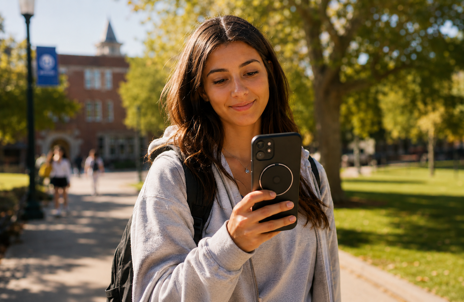 Student on campus with SafeLine